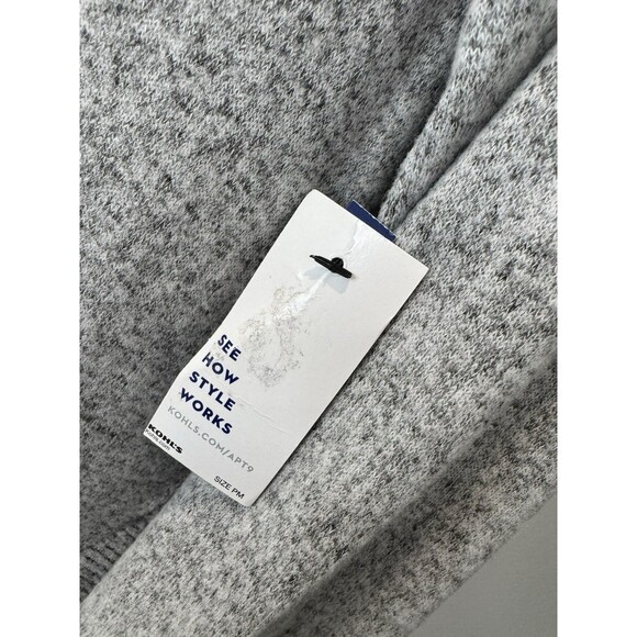 Petite Apt. 9 Sweater Gray Size PM Fuzzy High-Low Tunic New Women’s Long Sleeve - Picture 7 of 10